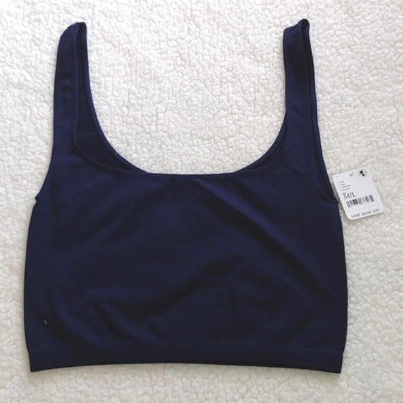 Free People Tops - NWT Free People Intimately Navy Blue Scoop Neck Crop Tank Top Size M/L
